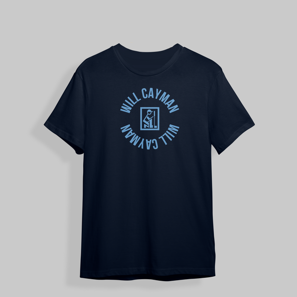 Will Cayman Navy Round Logo Golf T-Shirt